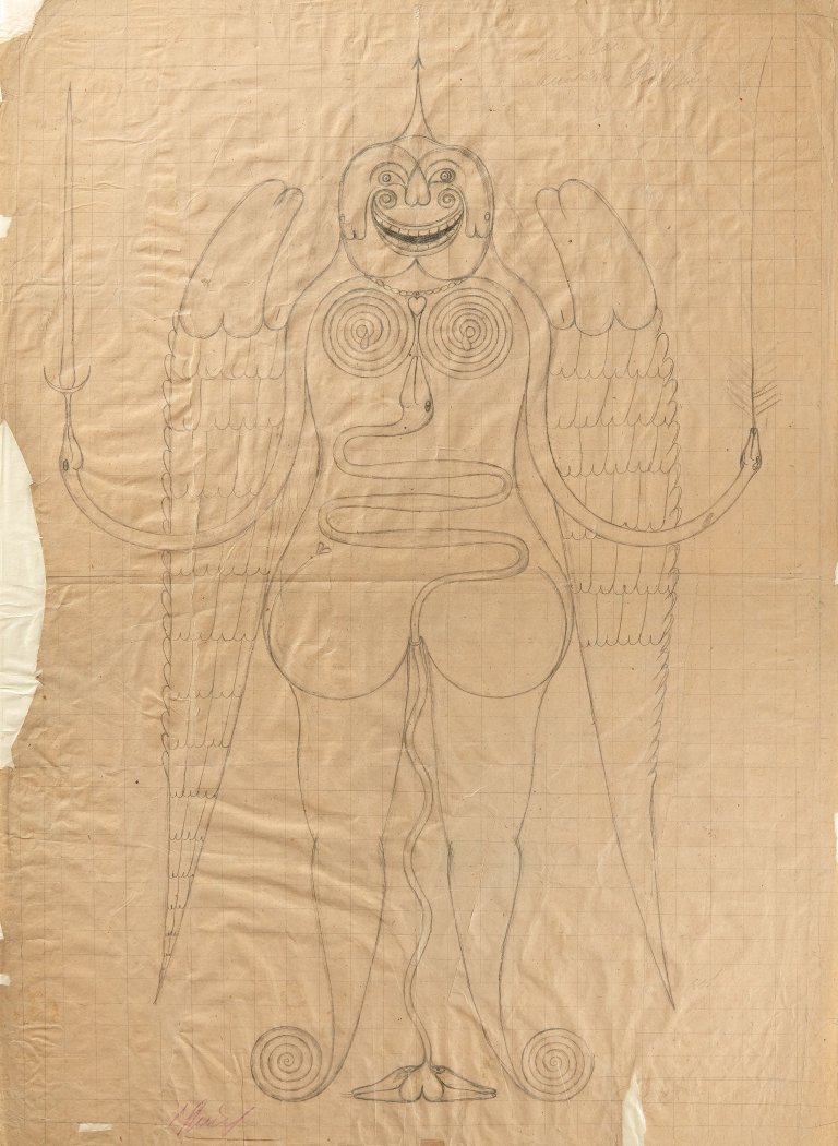 Auf diesem Bild ist das folgende Kunstwerk zu sehen: Friedrich Schröder-Sonnenstern. Pocholinchen, der unbekannte Friedensengel. 1954.