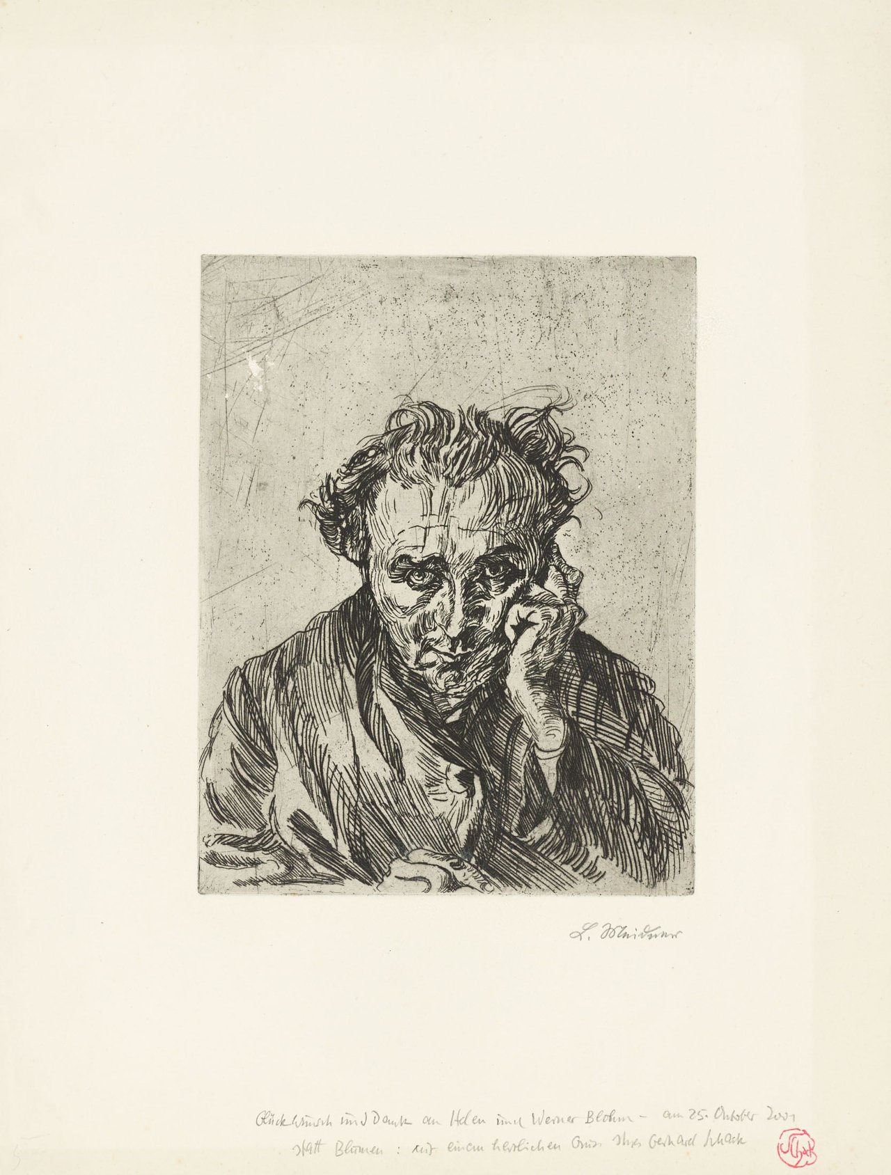 Auf diesem Bild ist das folgende Kunstwerk zu sehen: Ludwig Meidner. „Bildnis des Schauspielers Eugen Klöpfer“. 1922/1959.