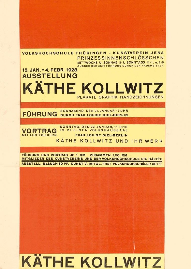Auf diesem Bild ist das folgende Kunstwerk zu sehen: Walter Dexel. Plakat zur Ausstellung: „Käthe Kollwitz. Plakate Graphiken Handzeichnungen“. 1928.