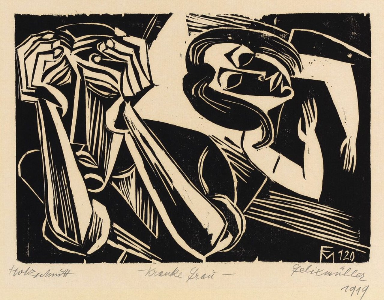 This picture shows the following artwork: Conrad Felixmüller. „Kranke Frau“. 1919.