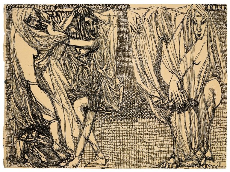 Auf diesem Bild ist das folgende Kunstwerk zu sehen: Louis Soutter. „Le Sort“. Um 1930/37.