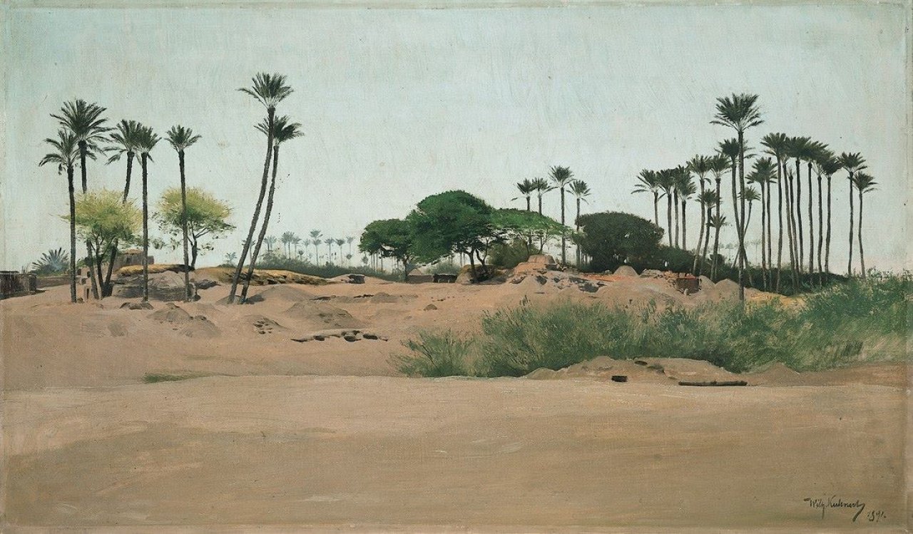 Auf diesem Bild ist das folgende Kunstwerk zu sehen: Wilhelm Kuhnert. Oase. 1891.