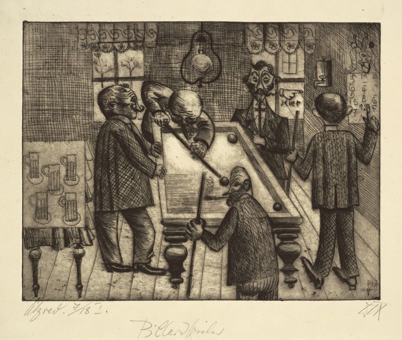 Auf diesem Bild ist das folgende Kunstwerk zu sehen: Otto Dix. „Billardspieler“. 1920.