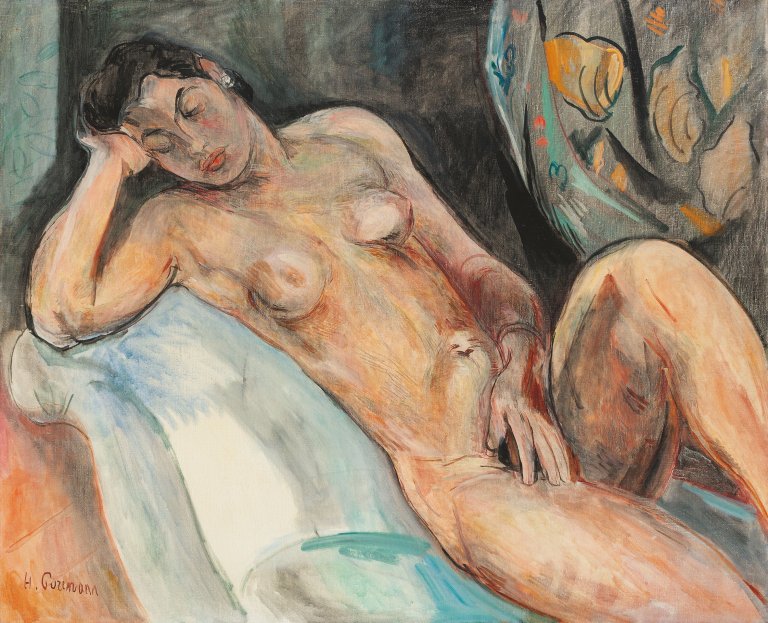 Auf diesem Bild ist das folgende Kunstwerk zu sehen: Hans Purrmann. „Liegender Akt“. 1940.