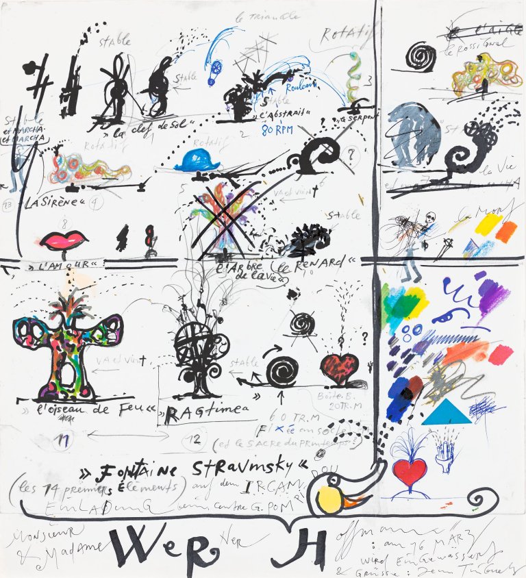 Auf diesem Bild ist das folgende Kunstwerk zu sehen: Jean Tinguely. „Fontaine Stravinsky“. 1983.