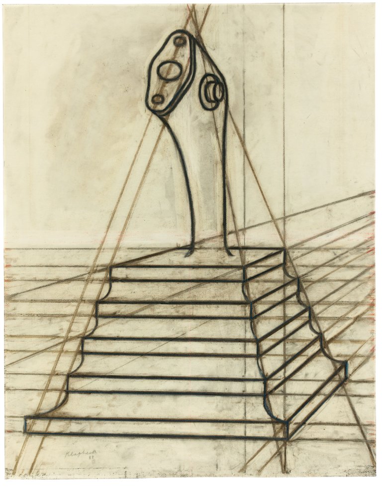 This picture shows the following artwork: Konrad Klapheck. Preliminary Drawing Relating to ”Die Sehnsucht nach Himmel” II. 1988.