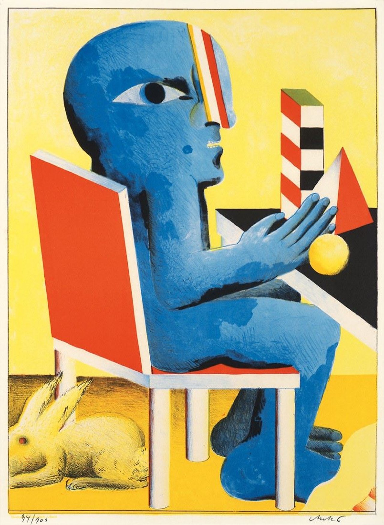 Auf diesem Bild ist das folgende Kunstwerk zu sehen: Horst Antes. „Figur am Tisch“. 1968.