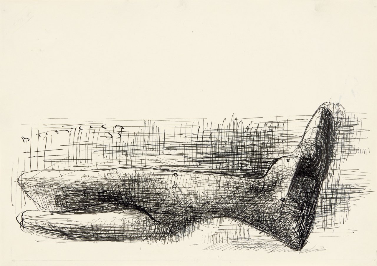 Auf diesem Bild ist das folgende Kunstwerk zu sehen: Bernhard Heiliger. Liegender Akt. 1955.