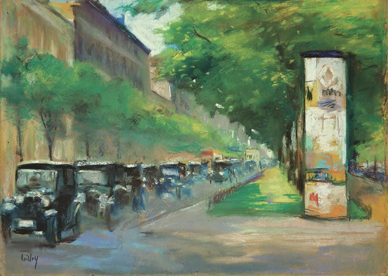 This picture shows the following artwork: Lesser Ury. „Unter den Linden“. Um 1925.