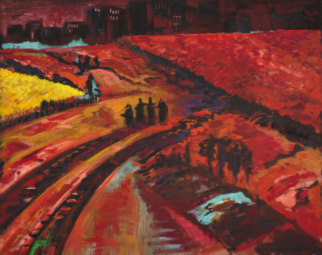 Auf diesem Bild ist das folgende Kunstwerk zu sehen: Bernd Zimmer. „Sonnenuntergang. Vorstadt“. 1986.