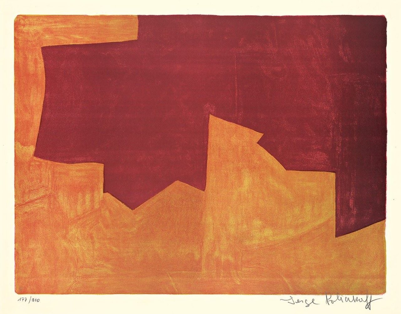 This picture shows the following artwork: Serge Poliakoff. „Komposition in Burgunderrot und Orange“. 1963.