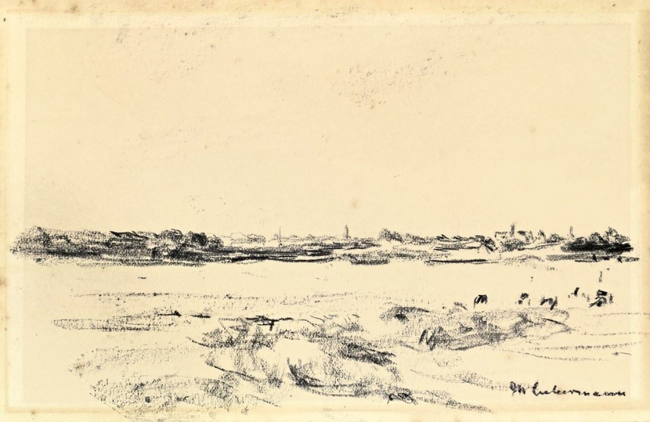 This picture shows the following artwork: Max Liebermann. Holländische Landschaft; Blick auf Nordwijk-Binnen.