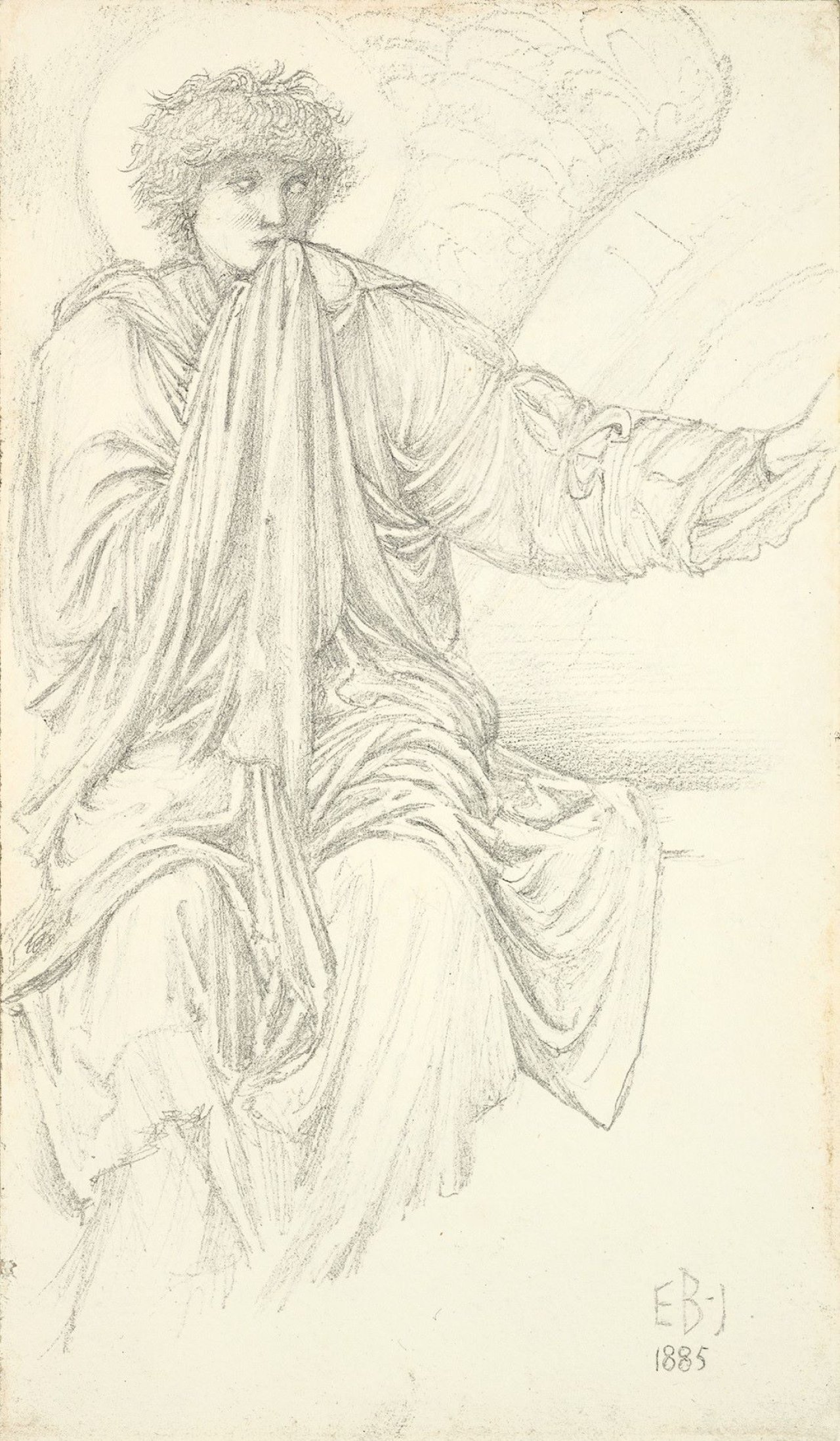 Auf diesem Bild ist das folgende Kunstwerk zu sehen: Edward Burne-Jones. Study of an Angel. 1885.