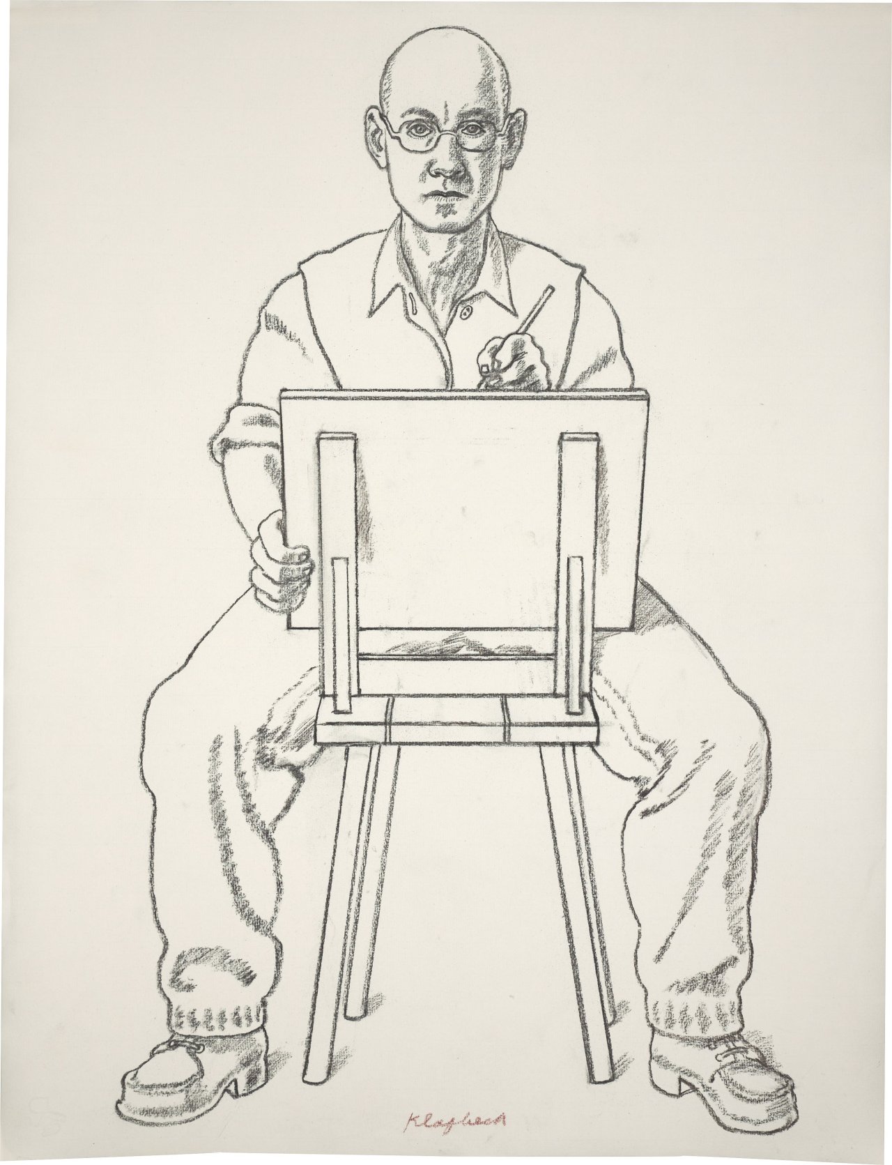 Auf diesem Bild ist das folgende Kunstwerk zu sehen: Konrad Klapheck. Selbstbildnis. 2000.