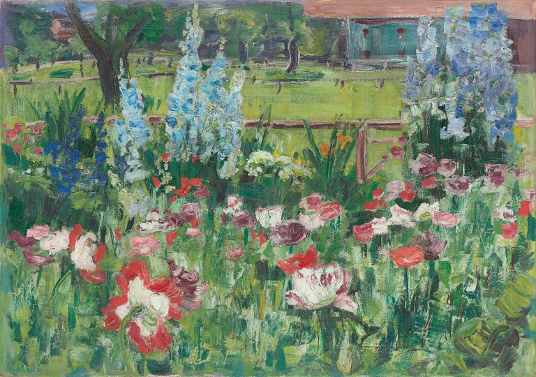 Auf diesem Bild ist das folgende Kunstwerk zu sehen: Arnold Balwé. „Garten mit Mohn“. Um 1940.