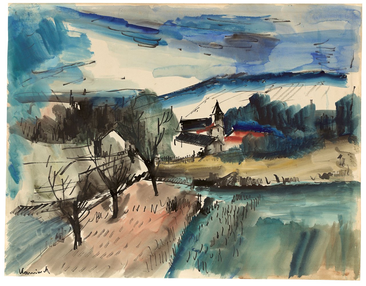 Auf diesem Bild ist das folgende Kunstwerk zu sehen: Maurice de Vlaminck. „Vue de village“.
