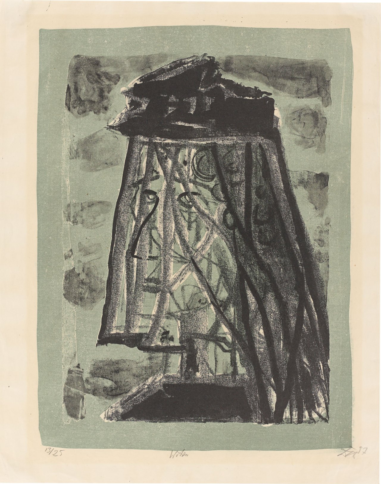 Auf diesem Bild ist das folgende Kunstwerk zu sehen: Otto Dix. „Die Witwe“. 1957.