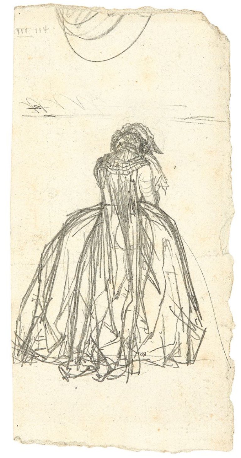 Auf diesem Bild ist das folgende Kunstwerk zu sehen: Adolph Menzel. Charlotte, die Schwester Friedrichs des Großen. Vor 1849.