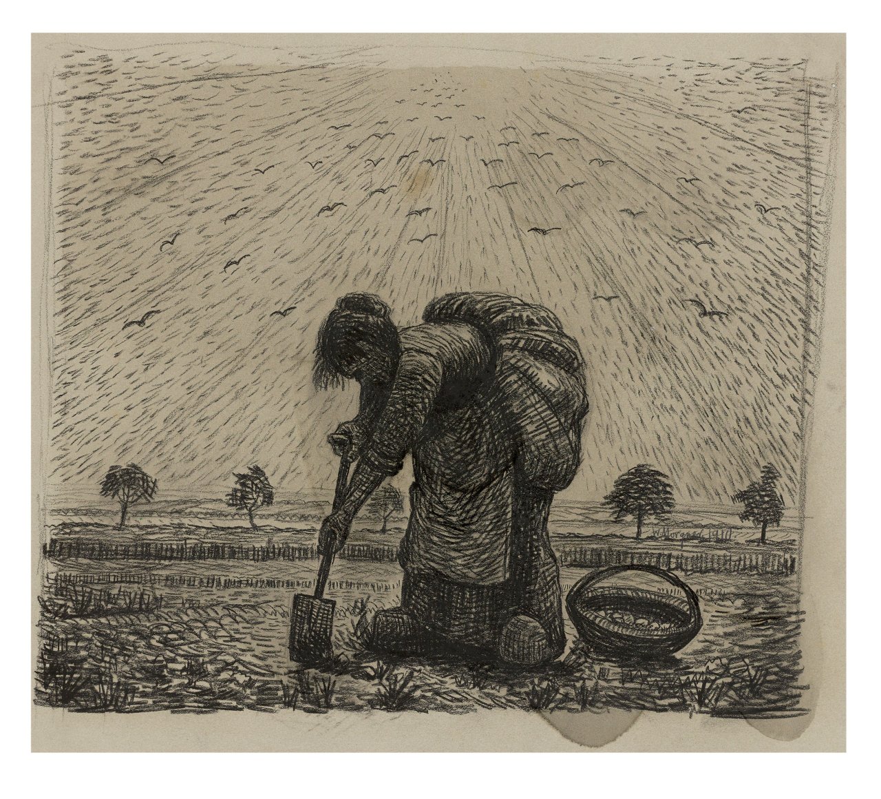Auf diesem Bild ist das folgende Kunstwerk zu sehen: Wilhelm Morgner. Bäuerin auf dem Feld. 1910.