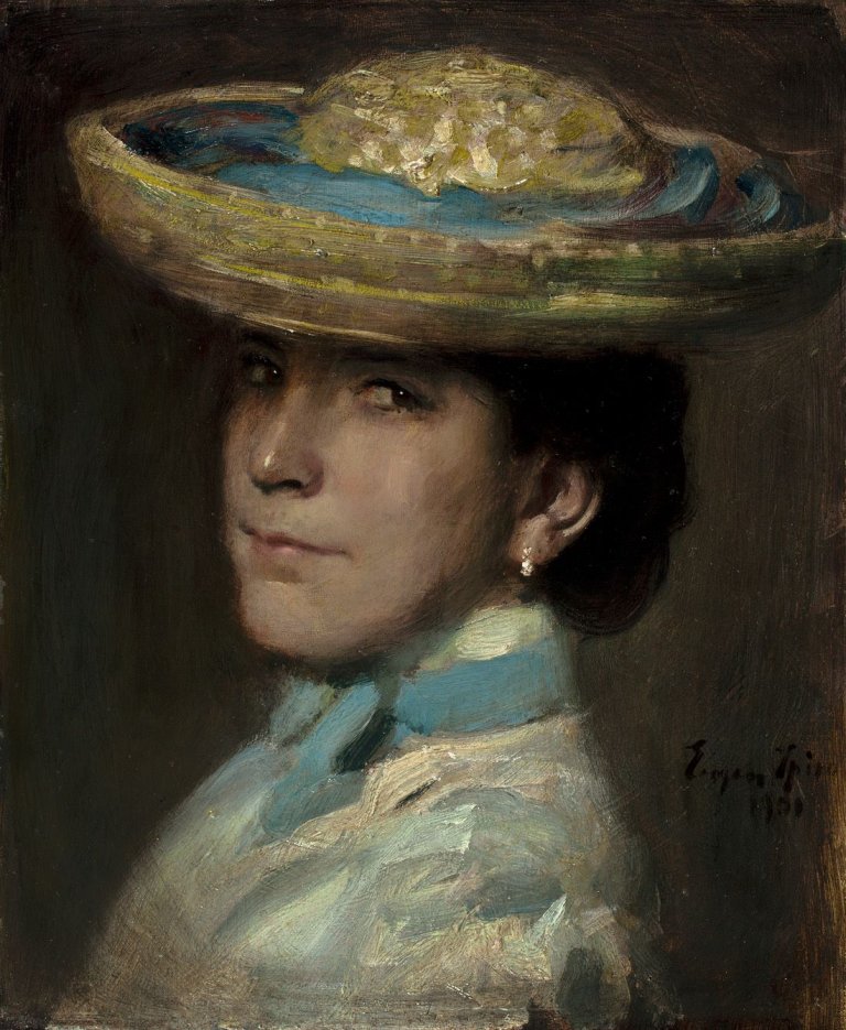 Auf diesem Bild ist das folgende Kunstwerk zu sehen: Eugen Spiro. Damenbildnis. 1900.