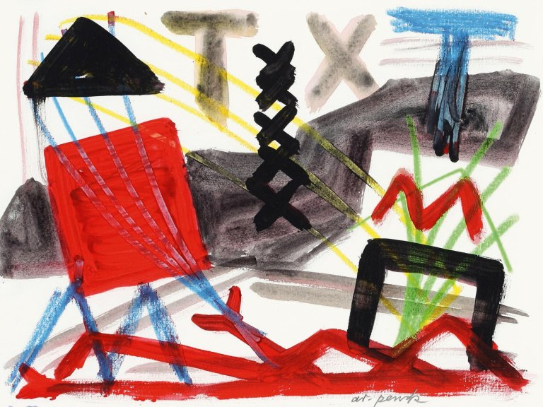 Auf diesem Bild ist das folgende Kunstwerk zu sehen: A.R. Penck. Landschaft. 2002.