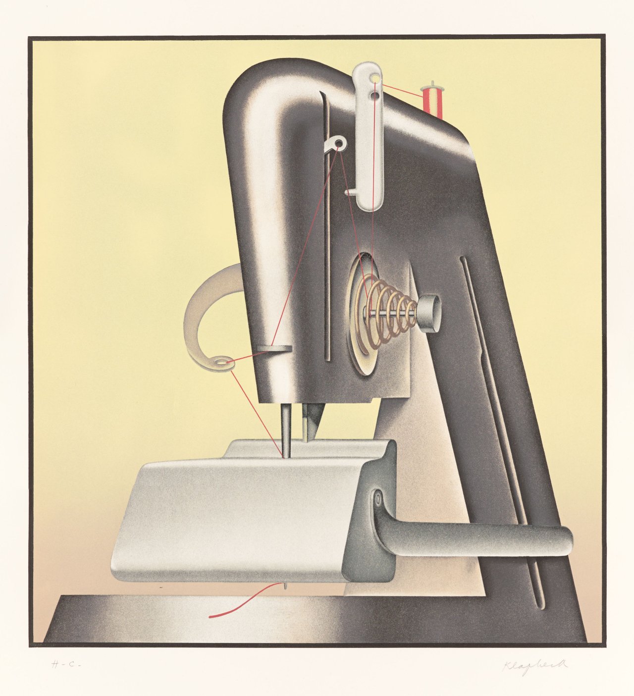 This picture shows the following artwork: Konrad Klapheck. Die Fragen der Sphinx. 1984.