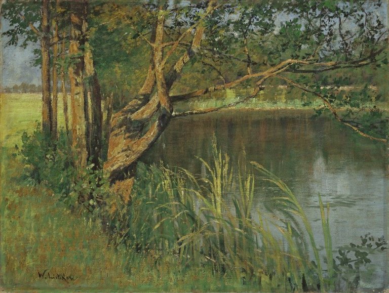 Auf diesem Bild ist das folgende Kunstwerk zu sehen: Walter Leistikow. „Partie am Teich“.