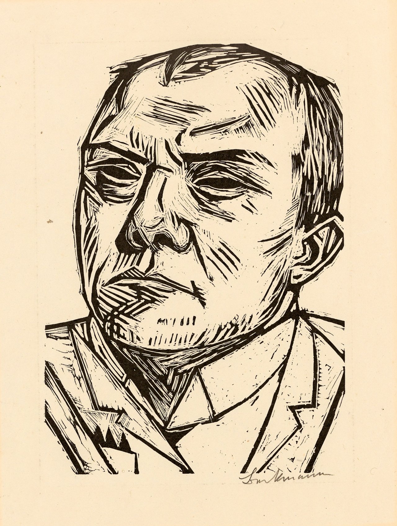 Auf diesem Bild ist das folgende Kunstwerk zu sehen: Max Beckmann. „Selbstbildnis“. 1922.