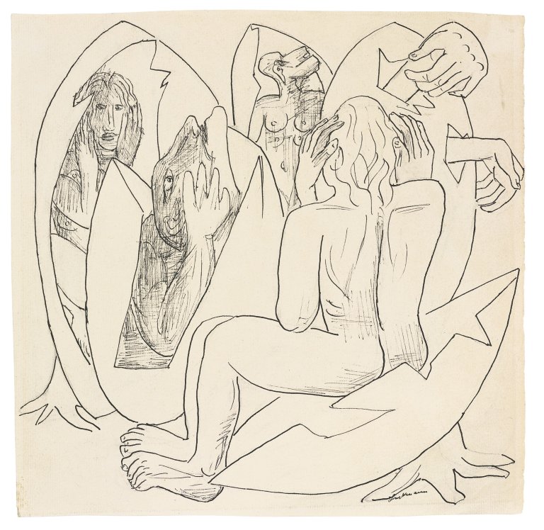 Auf diesem Bild ist das folgende Kunstwerk zu sehen: Max Beckmann. „Eiermenschen (Ostern)“. 1944.