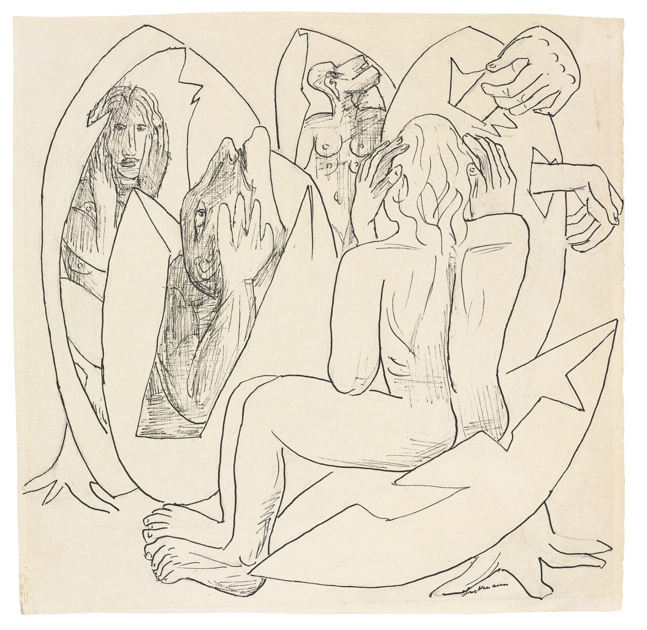 Auf diesem Bild ist das folgende Kunstwerk zu sehen: Max Beckmann. „Eiermenschen (Ostern)“. 1944.