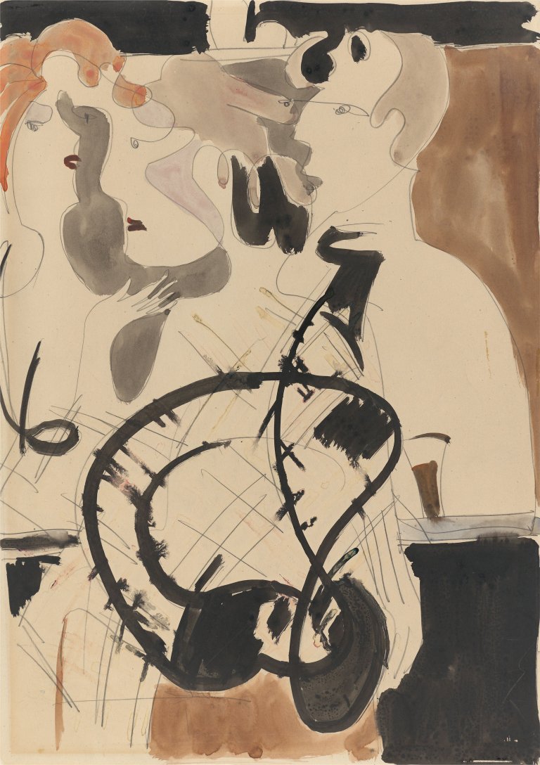 Auf diesem Bild ist das folgende Kunstwerk zu sehen: Ernst Ludwig Kirchner. Kaffeehausszene. 1930.