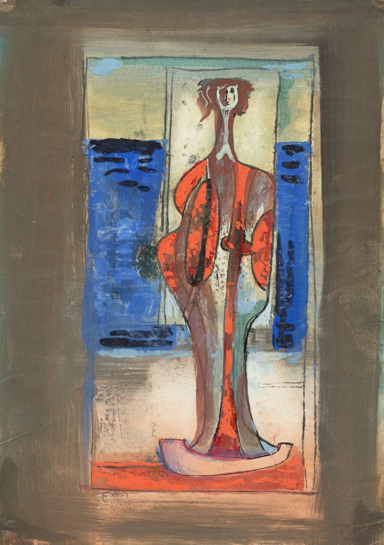 Auf diesem Bild ist das folgende Kunstwerk zu sehen: César Klein. „Wartende am Meer“. Um 1945.