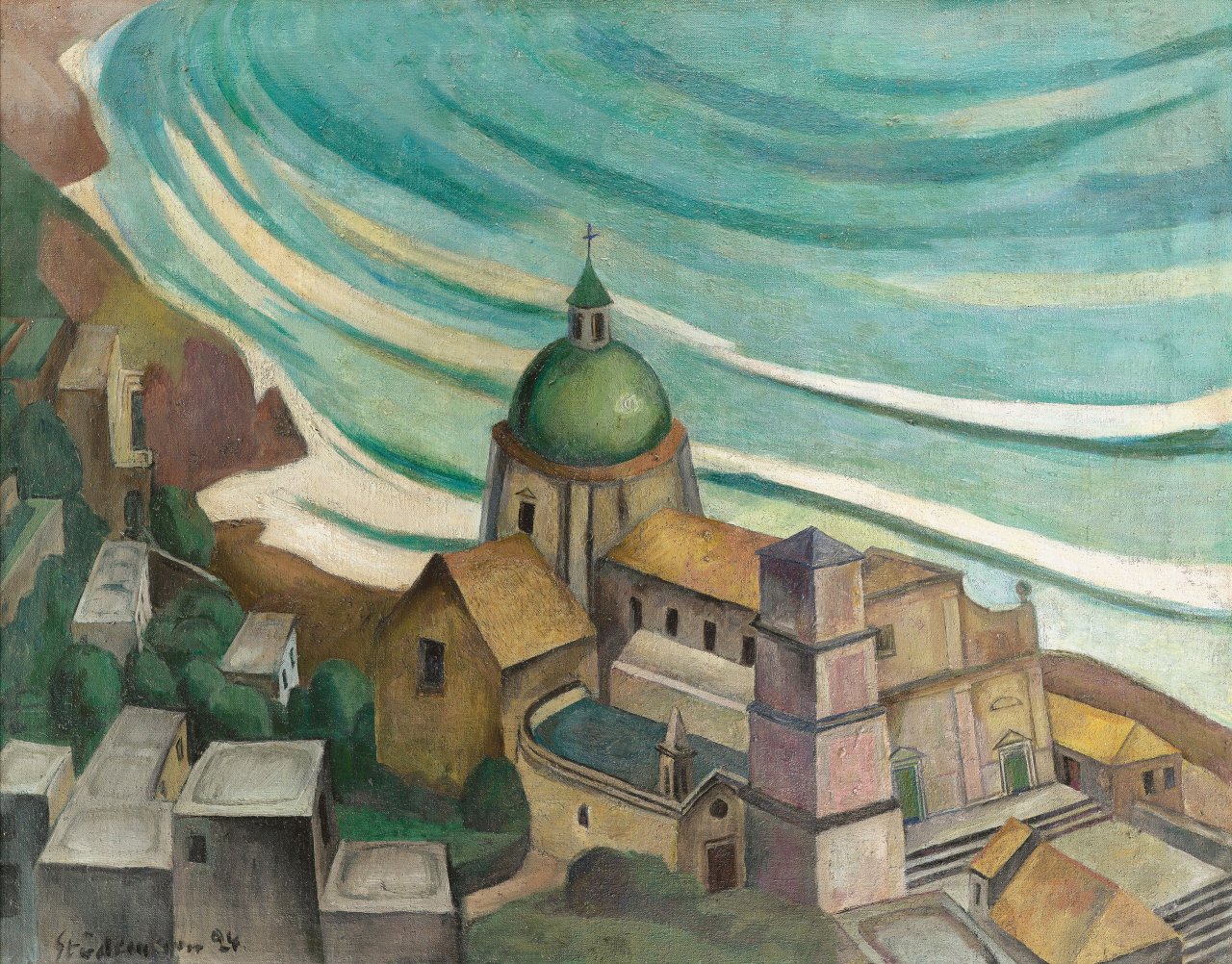 Auf diesem Bild ist das folgende Kunstwerk zu sehen: Günther Stüdemann. „Kirche am Meer“. 1924.