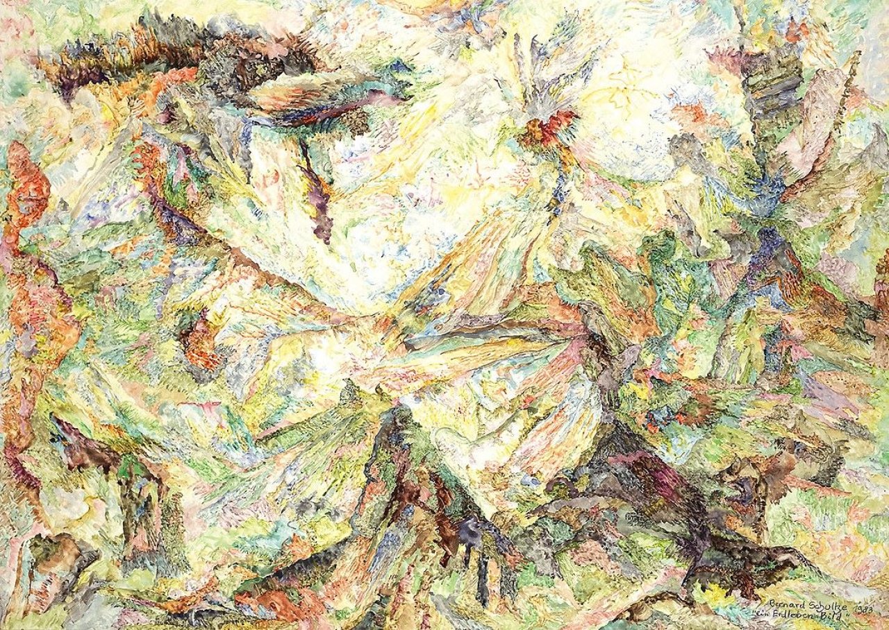 Auf diesem Bild ist das folgende Kunstwerk zu sehen: Bernard Schultze. „Ein Erdleben-Bild“. 1983.