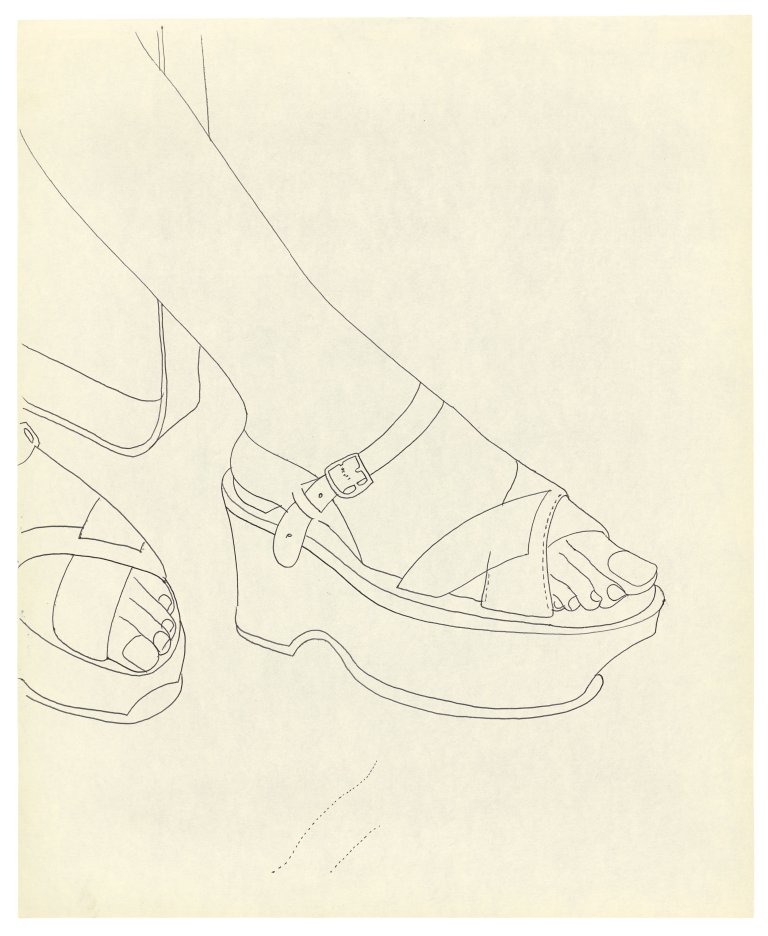 This picture shows the following artwork: Andy Warhol. „Feet In Platform Sandals“. Circa 1961.