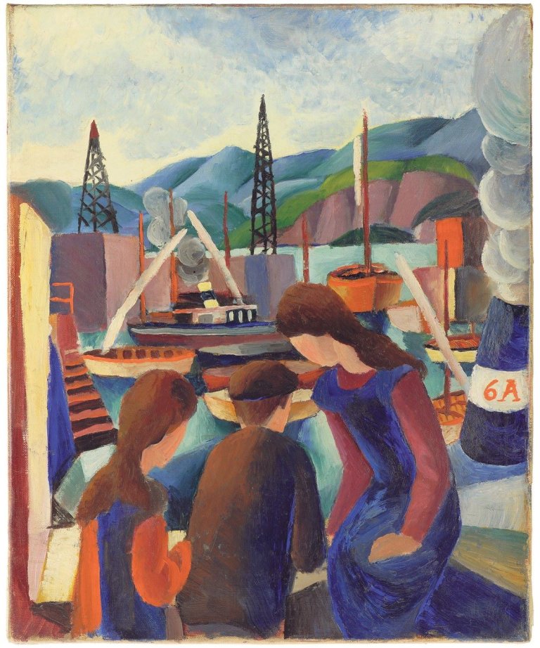 Auf diesem Bild ist das folgende Kunstwerk zu sehen: August Macke. „Kinder am Hafen I (6 A)“. 1914.