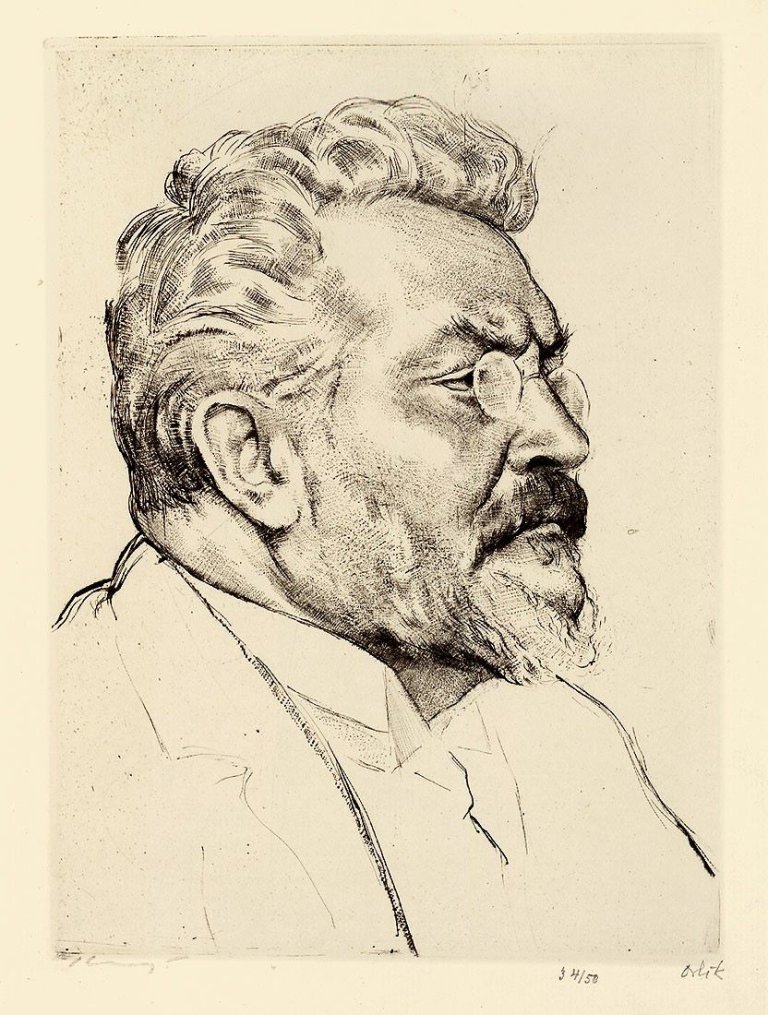 Auf diesem Bild ist das folgende Kunstwerk zu sehen: Emil Orlik. „Max Slevogt“. 1921.