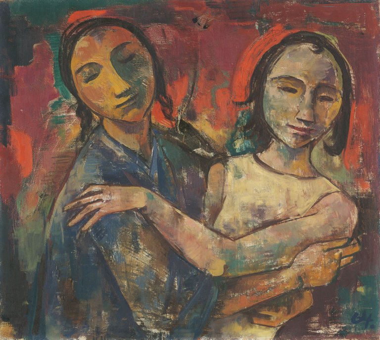 Auf diesem Bild ist das folgende Kunstwerk zu sehen: Karl Hofer. „Esther und Ruth“. Um 1920.