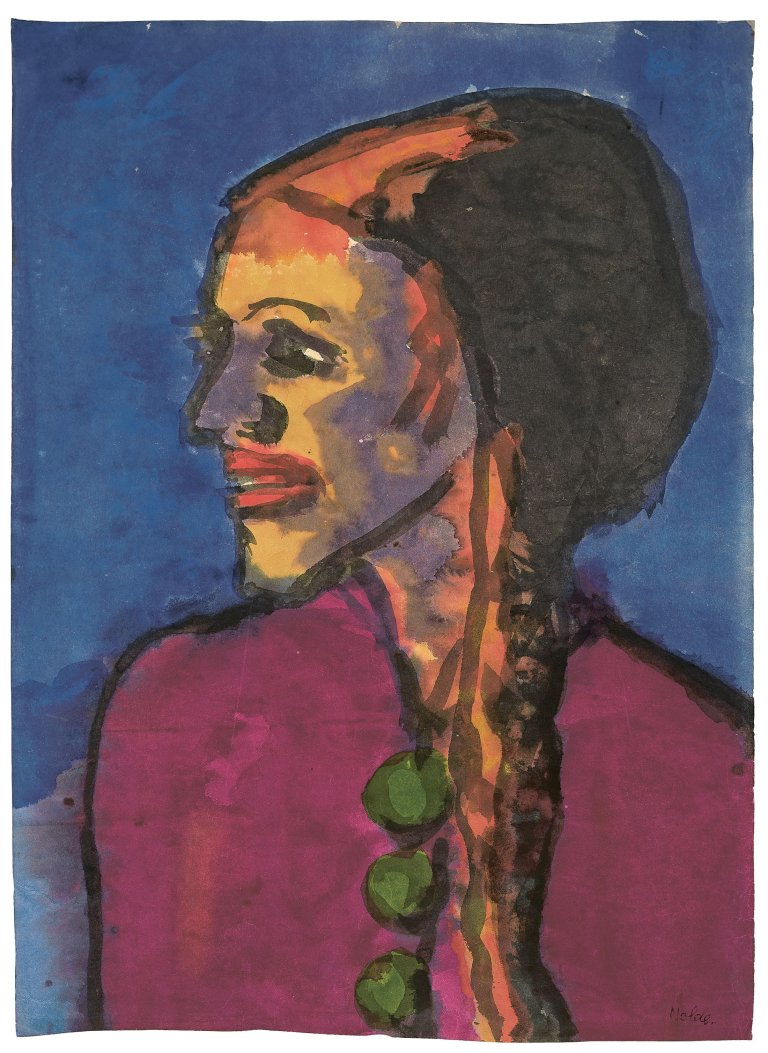 This picture shows the following artwork: Emil Nolde. Frauenkopf.