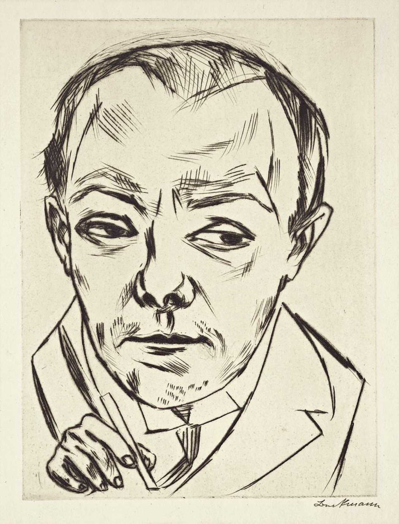 Auf diesem Bild ist das folgende Kunstwerk zu sehen: Max Beckmann. „Selbstbildnis 1920“. 1920.