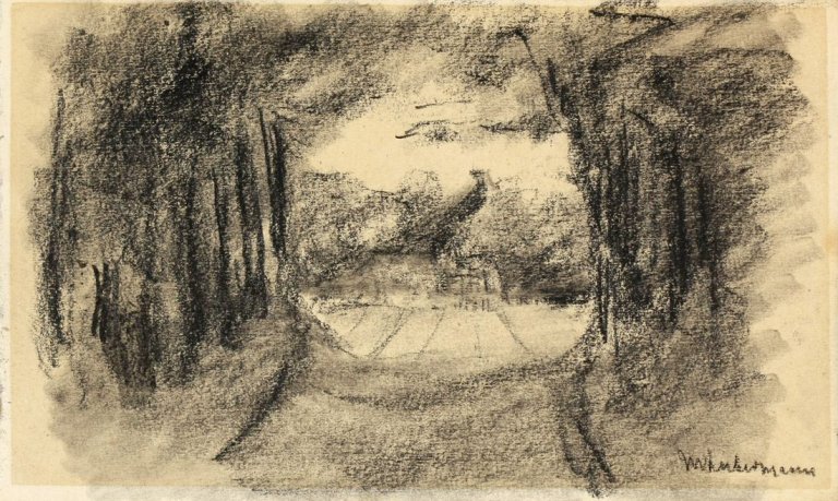 Auf diesem Bild ist das folgende Kunstwerk zu sehen: Max Liebermann. „Durchblick – Holländische Landstraße“. Um 1906.