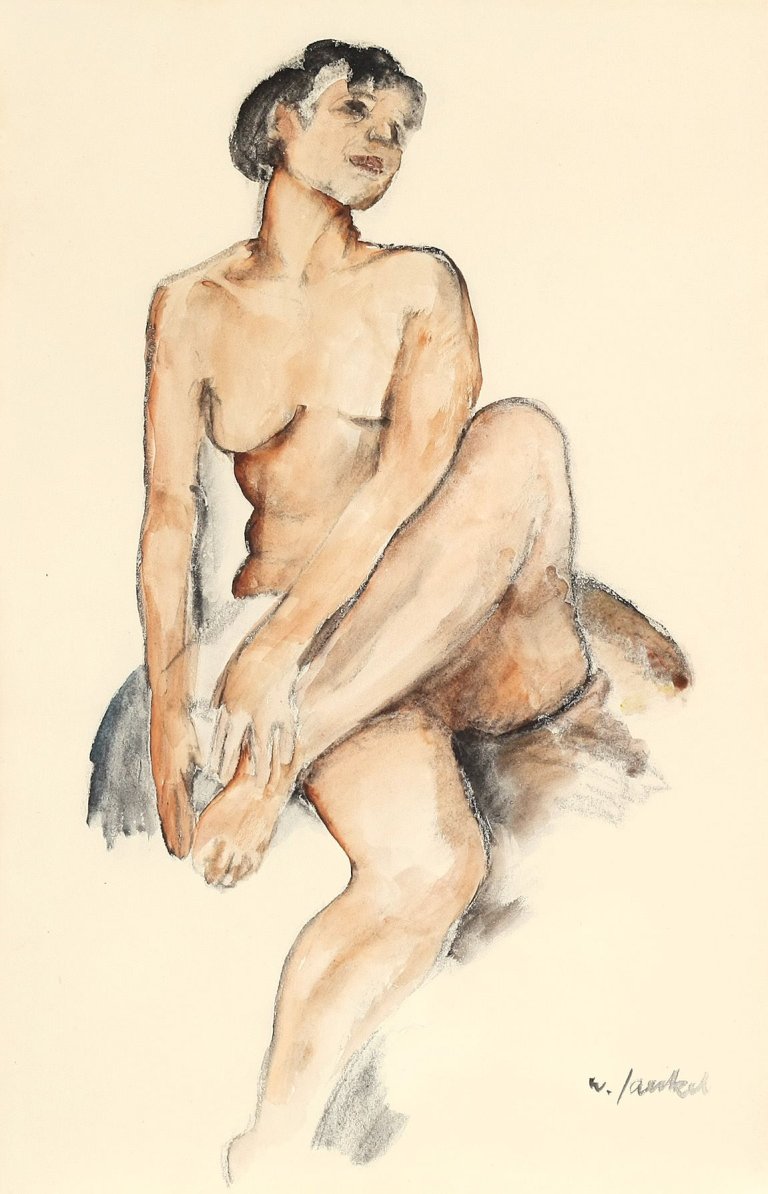 Auf diesem Bild ist das folgende Kunstwerk zu sehen: Willy Jaeckel. Sitzender Frauenakt.