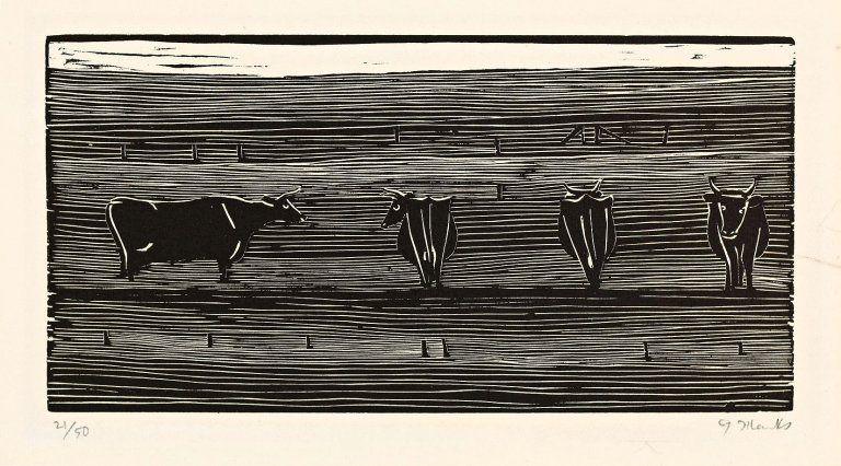 Auf diesem Bild ist das folgende Kunstwerk zu sehen: Gerhard Marcks. „Stehende Kühe“. 1956.