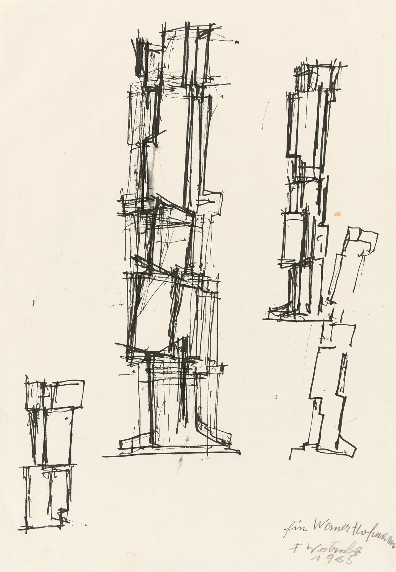 Auf diesem Bild ist das folgende Kunstwerk zu sehen: Fritz Wotruba. Skulpturen. 1965.