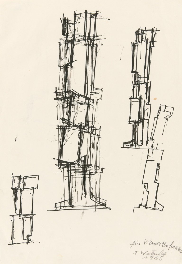Auf diesem Bild ist das folgende Kunstwerk zu sehen: Fritz Wotruba. Skulpturen. 1965.