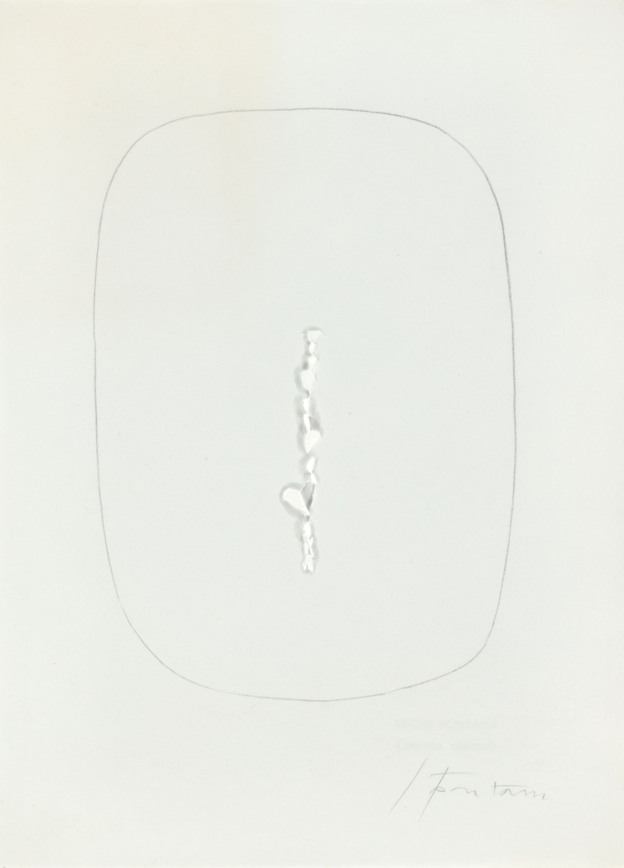 Auf diesem Bild ist das folgende Kunstwerk zu sehen: Lucio Fontana. „Concetto spaziale“. 1965.