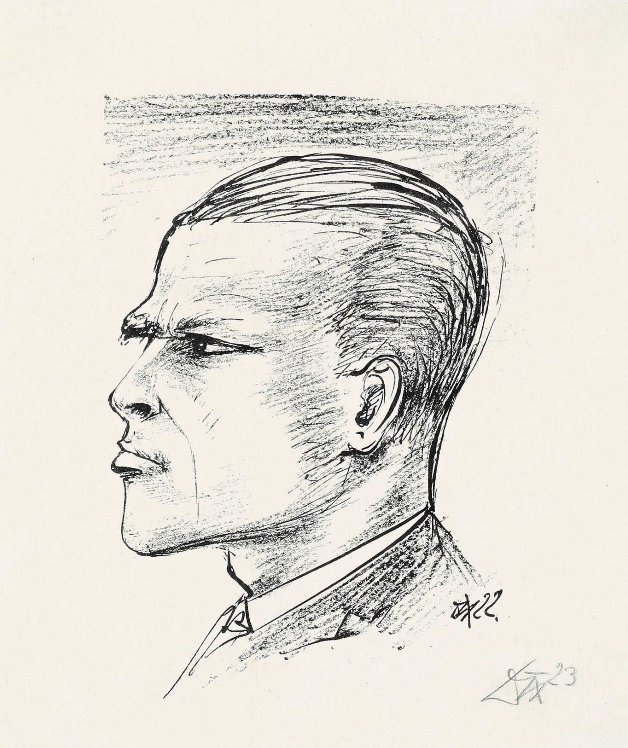 Auf diesem Bild ist das folgende Kunstwerk zu sehen: Otto Dix. „Selbstporträt im Profil“. 1922.