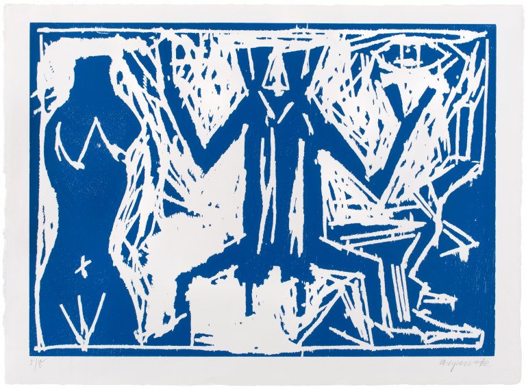Auf diesem Bild ist das folgende Kunstwerk zu sehen: A.R. Penck. „Verbannung“. 1994.