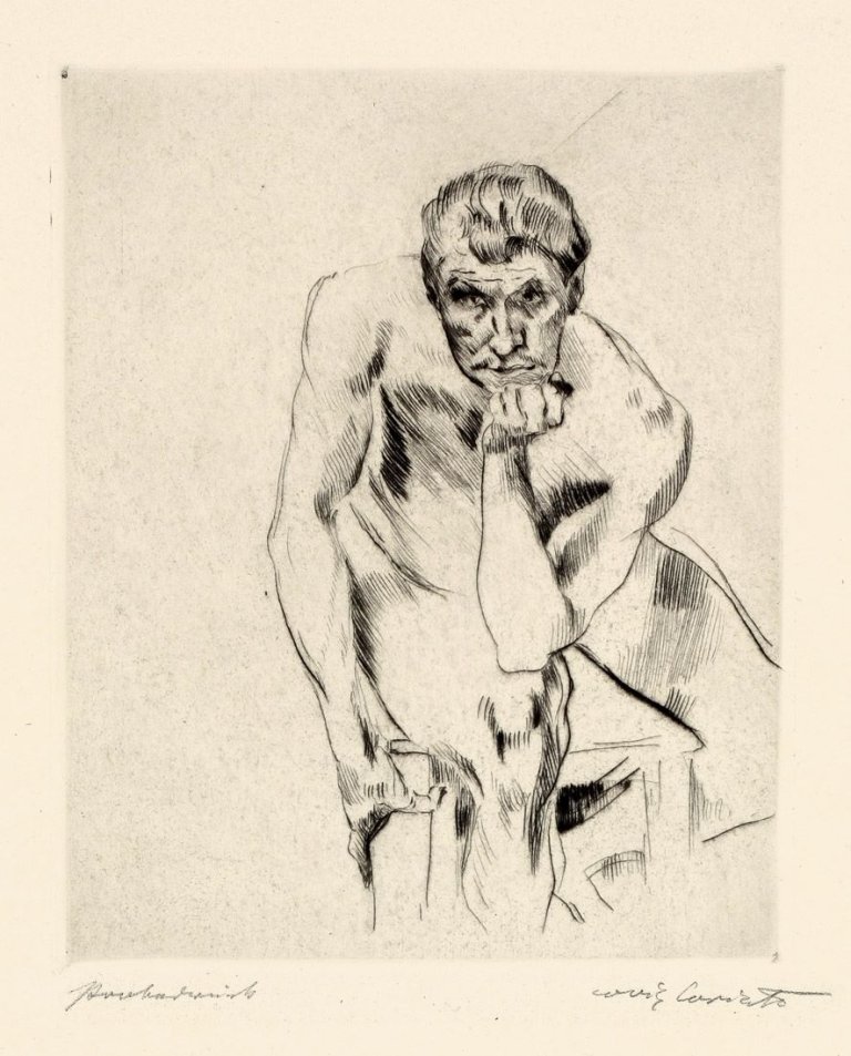 This picture shows the following artwork: Lovis Corinth. „Sitzender männlicher Akt, nachdenkend“. 1912.