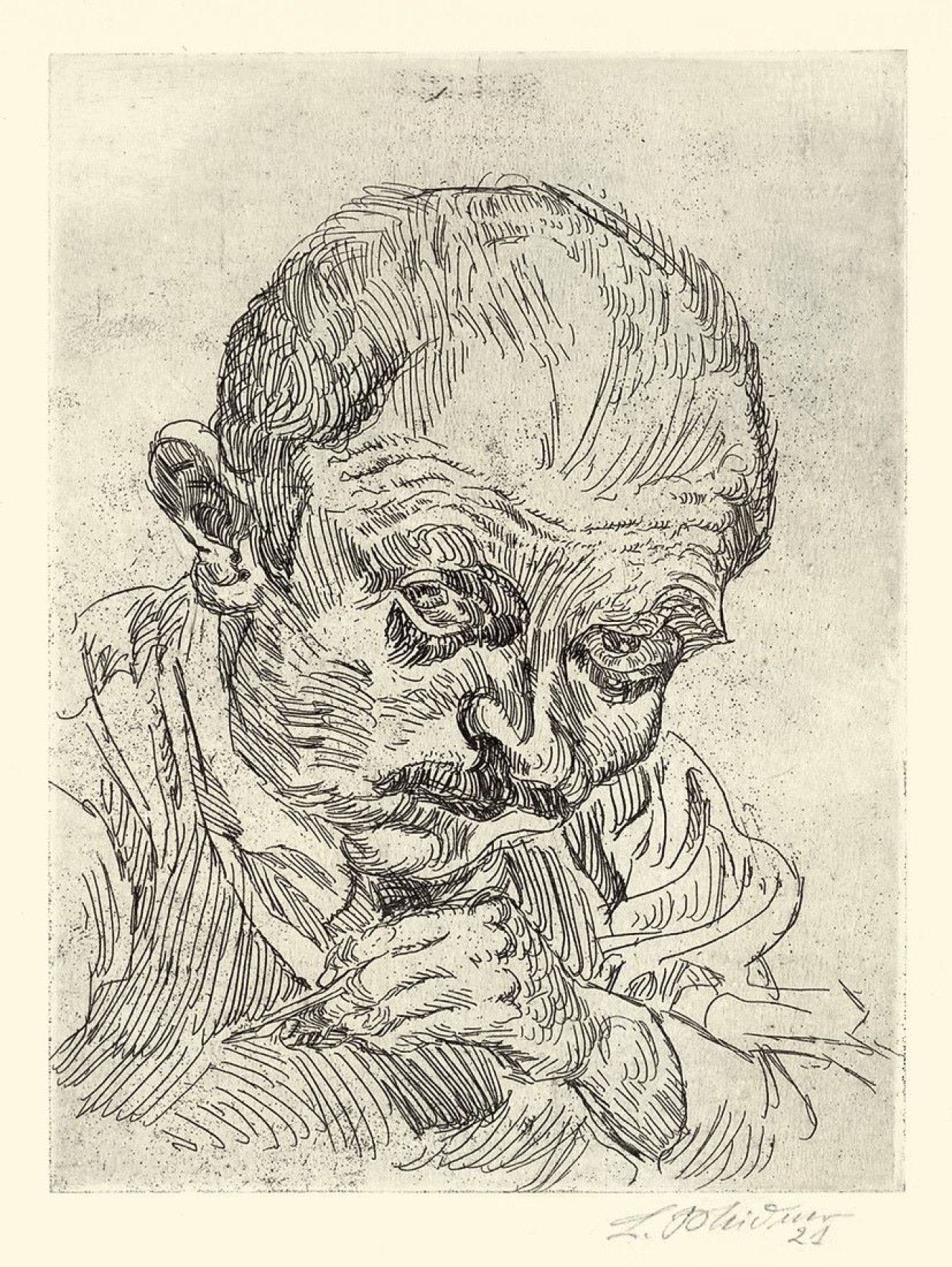 Auf diesem Bild ist das folgende Kunstwerk zu sehen: Ludwig Meidner. „Selbstbildnis I (Ludwig Meidner X)“ / „Bildnis des Herrn Stössinger“. 1921/1922.